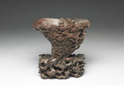 图片[3]-Carved rhinoceros horn cup with chi-dragon decoration, Qing dynasty, 18th century-China Archive